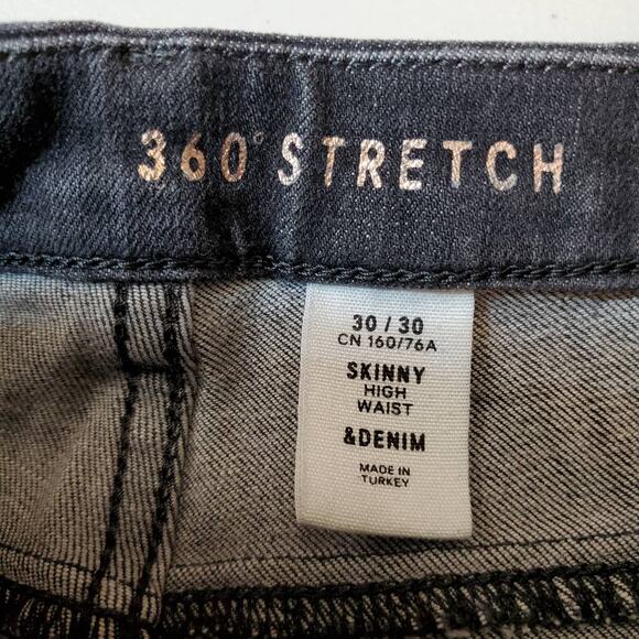 H&M 360 Stretch Jeans Womens 30/30 Black Skinny High Waist & Denim Faded Pants - Picture 11 of 12